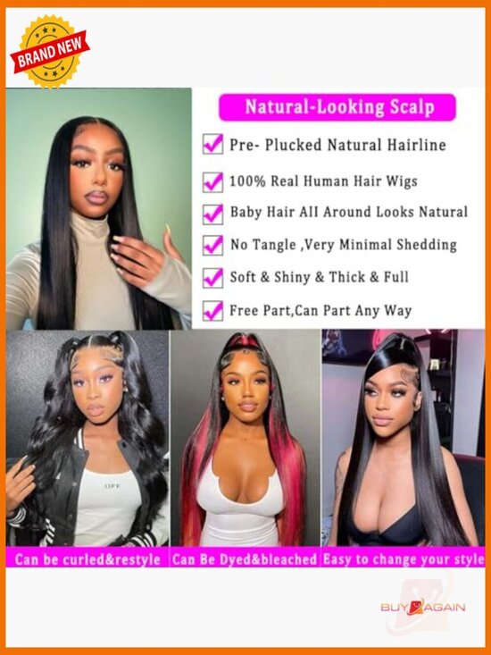 100% Human Hair Lace Front Wig 13x4 200 Density Glueless Wear and Go main image 4